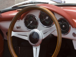 Vintage Porsche - German Car - Dashboard and Wheel Closeup